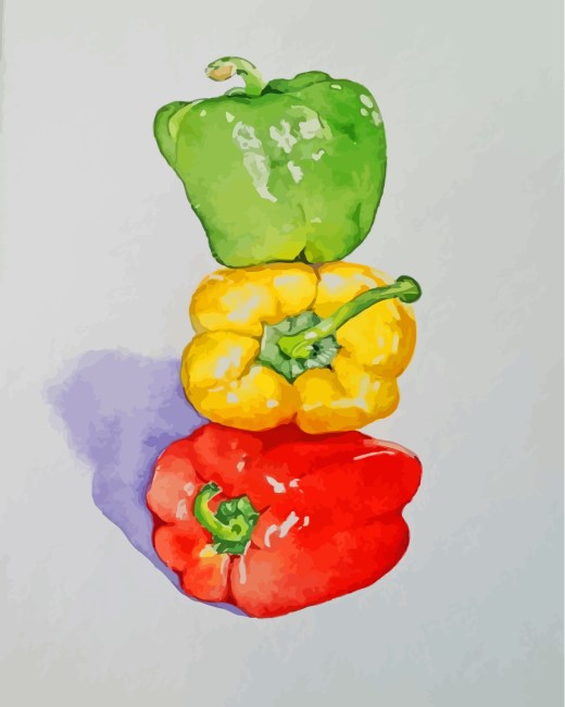 green yellow and red Peppers diond painting