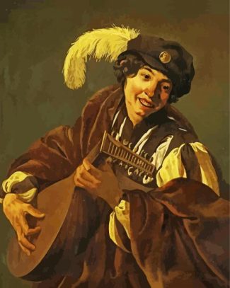 A Boy Playing the Lute Hendrick ter Brugghen diamond paintiing