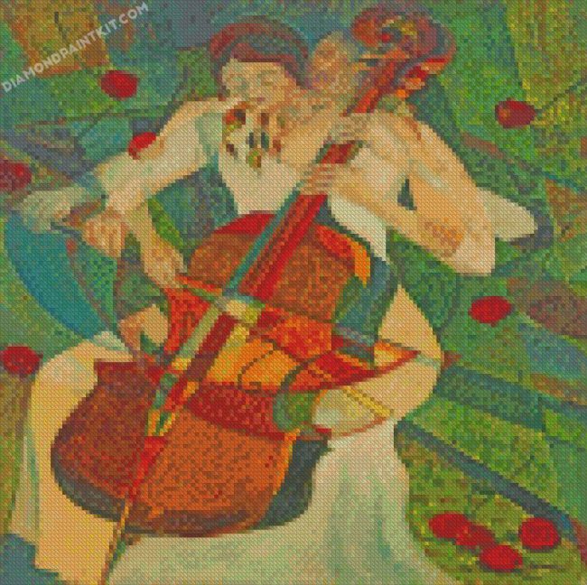 Abstract Cello Player diamond paintings