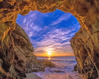 Beach Sunrise Cave diamond painting