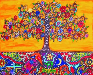 Colorful Folk Tree diamond painting