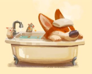 Corgi Dog In Bathroom diamond painting