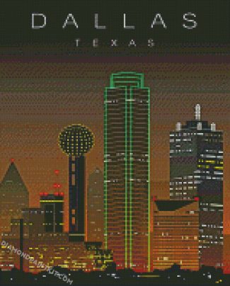Dallas Buildings Poster diamond paintings