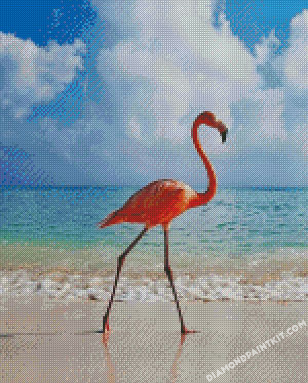 Flamingos By The Beach - 5D Diamond Painting 