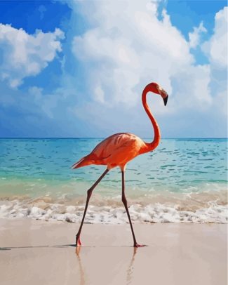 Flamingo By Beach diamond painting