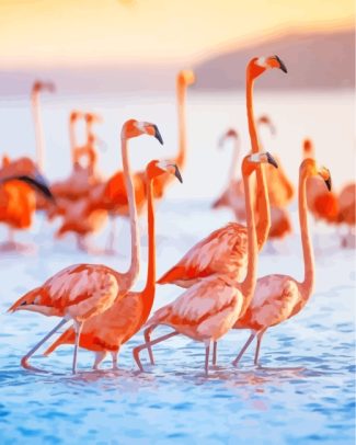 Flamingos Birds By Sea diamond painting