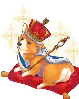 King Corgi Dog diamond painting