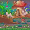 Mushroom House And Fairies diamond painting