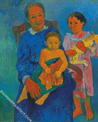 Polynesian Woman with Children by Gauguin diamond paintings