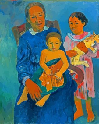 Polynesian Woman with Children by Gauguin diamond painting