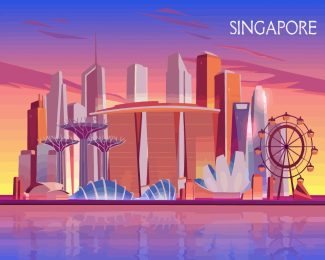 Singapore Skyline Illustration diamond painting