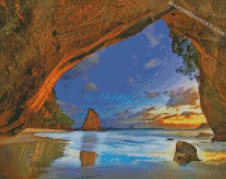 Sunset Beach Cave diamond paintings