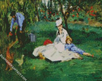 The Monet Family in Their Garden at Argenteuil by manet diamond paintings