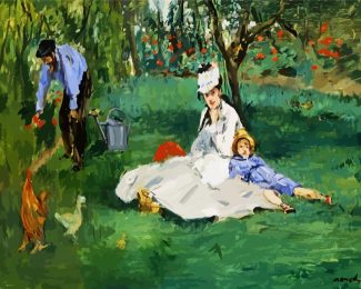 The Monet Family in Their Garden at Argenteuil by manet diamond painting