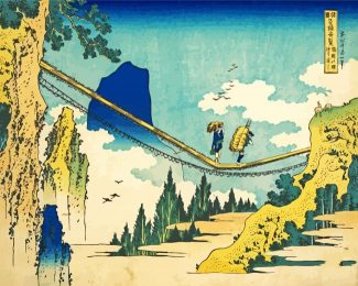 The Suspension Bridge by Hokusai diamond painting