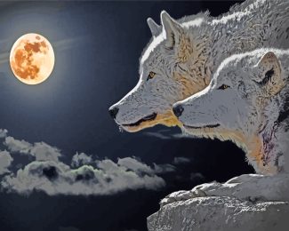 Wolves Moonlight diamond painting
