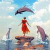 Woman and Dolphins diamond paintings