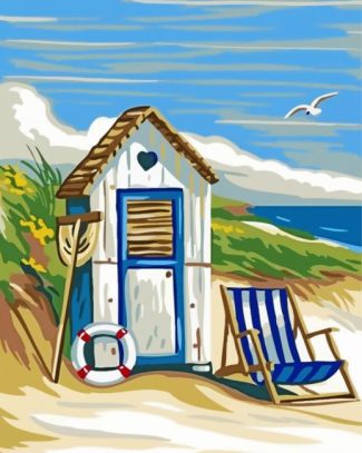 blue beach hut diamond paintings