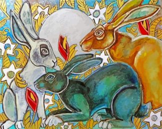 hares animals diamond painting