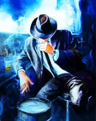 man in a bar smoking diamond paintings