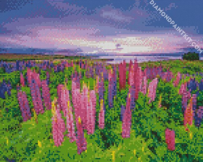 purle and pink Lupins diamond paintings