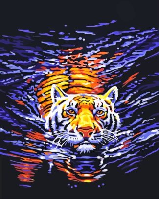 tiger in water diamond painting
