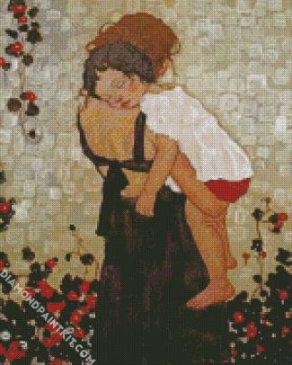 woman hugging her baby daughter diamond paintings
