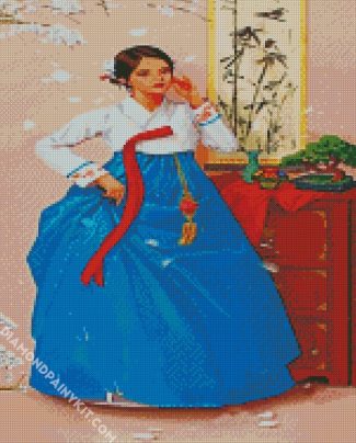 woman wearing Hanbok diamond paintings