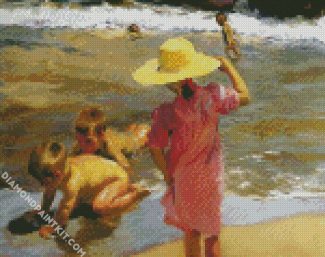 Children On Seashore Sorolla Art diamond painting