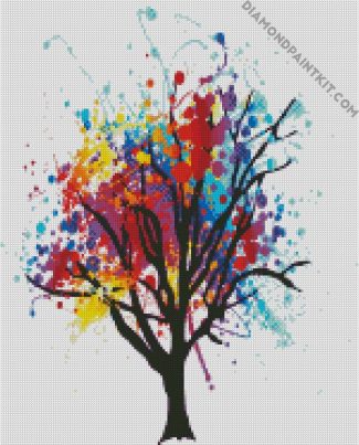 Colorful Splash Tree diamond painting