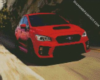 Red Subaru Car diamond painting