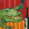 Alligator Drinking Wine diamond paintings