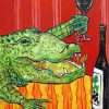 Alligator Drinking Wine diamond painting
