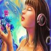 Anime Girl With Headphones diamond painting
