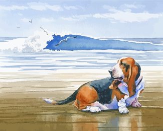 Basset At The Beach diamond painting