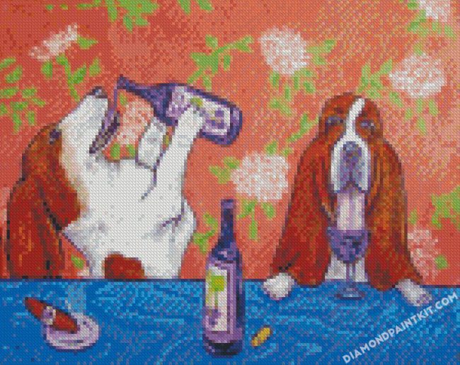 Basset dogs At Wine Bar diamond paintings
