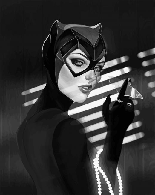 Black and White Catwoman diamond painting