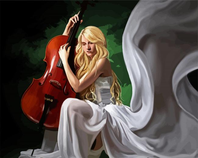 Blonde Girl Playing Cello diamond painting