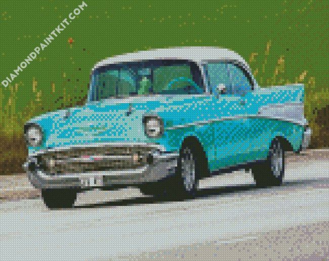 Blue Mint Chevrolet car diamond paintings