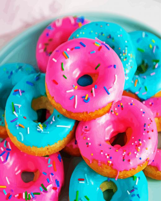 Blue Pink Donuts diamond painting