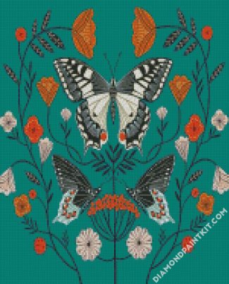 Butterfly And Plants diamond paintings