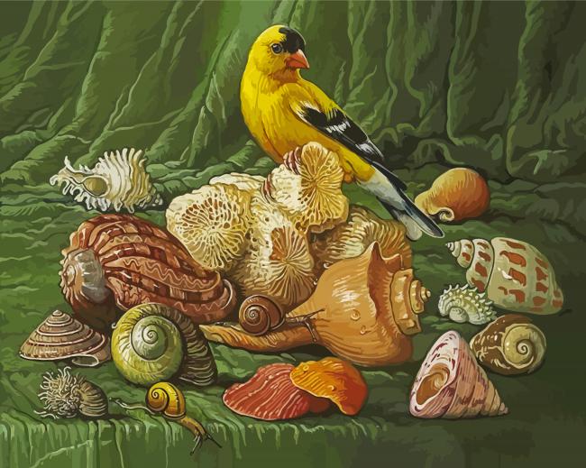 Canary Bird On Shells diamond painting