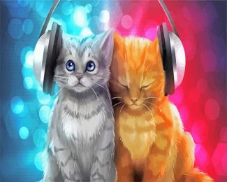Cats With Headphones diamond painting