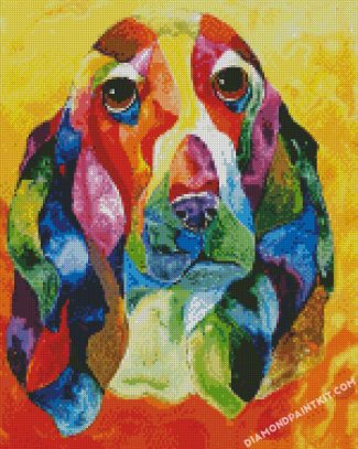 Colorful Basset dog diamond paintings