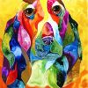 Colorful Basset dog diamond painting