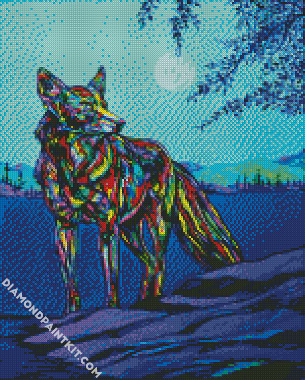 Colorful Coyote diamond painting