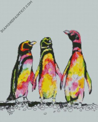 Colorful Penguins diamond painting