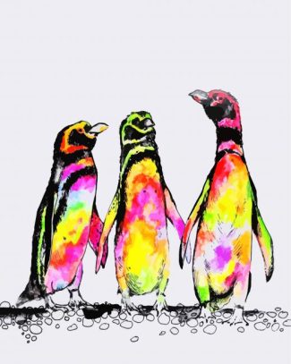 Colorful Penguins diamond painting