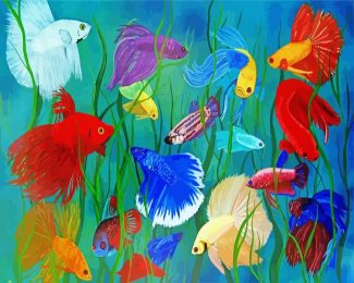Colorful Siamese Fish diamond painting