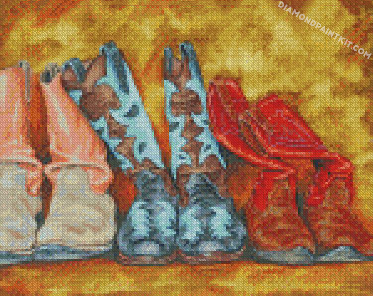 Cowboy Boots Art - 5D Diamond Painting - DiamondPaintKit.com